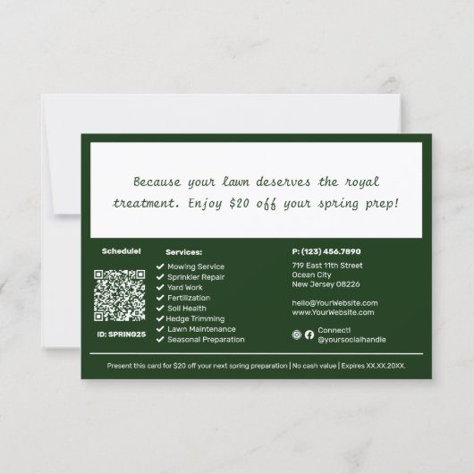 Lawn Care Service Holiday Season Gift Voucher Card (Achterkant)
