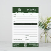 Lawn Care Service Logo QR Code Business Invoice (Staand voorkant)