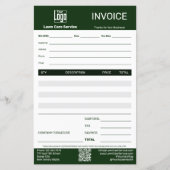 Lawn Care Service Logo QR Code Business Invoice (Voorkant)