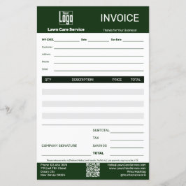 Lawn Care Service Logo QR Code Business Invoice