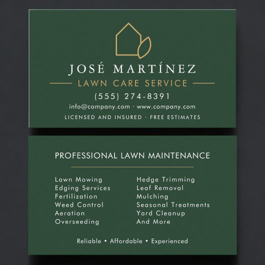 Lawn Care Service Professional Visitekaartje