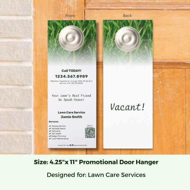 Lawn Care Service Promotional Custom Deurhanger (Lawn Care Service Promotional Custom Door Hanger; Size: 4.25 x 11 Inch)