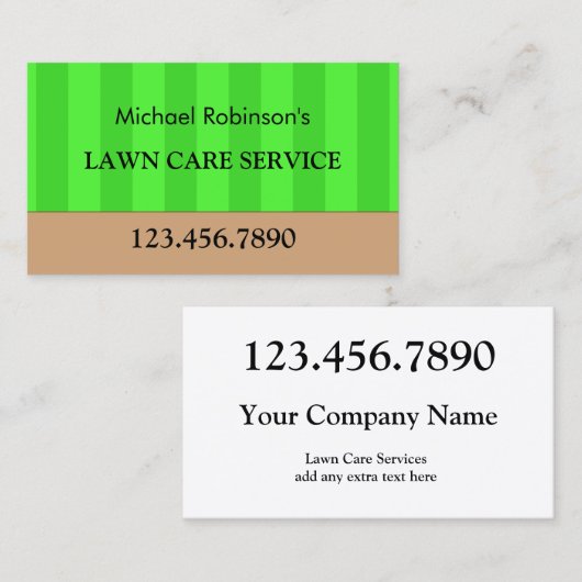 Lawn Care Service Simple Green Grass Maintenance Visitekaartje (Voorkant / Achterkant)