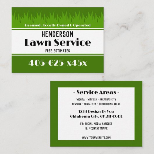 Lawn Care-service Visitekaartje (Voorkant / Achterkant)