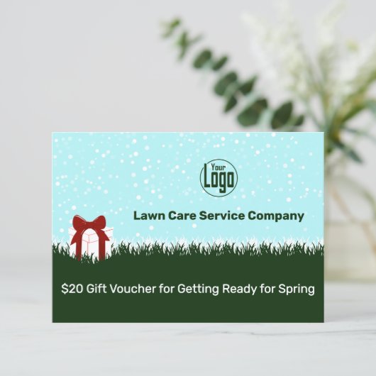 Lawn Care Service Winter Season Gift Voucher Card (Staand voorkant)
