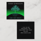 Lawn Care Service Wise Tree & Roots Green Neon Vierkante Visitekaartje (Voorkant / Achterkant)