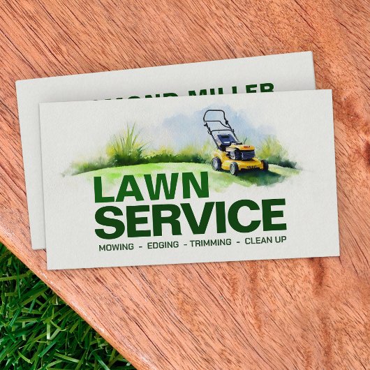 Lawn Care Services - Waterverf illustratie Visitekaartje