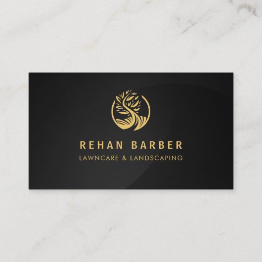 Lawn Care Services Zwart & Goud Visitekaartje (Voorkant)