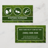 Lawn Care Silhouette Pictogrammen Groene Landschap Visitekaartje (Voorkant / Achterkant)