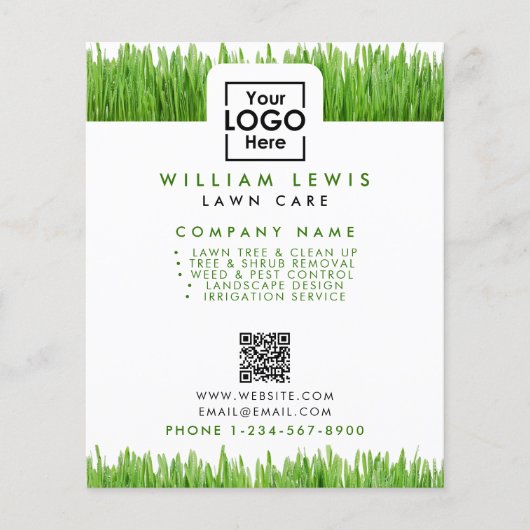 Lawn Care Simple Business Logo Landscape QR-code Flyer (Voorkant)