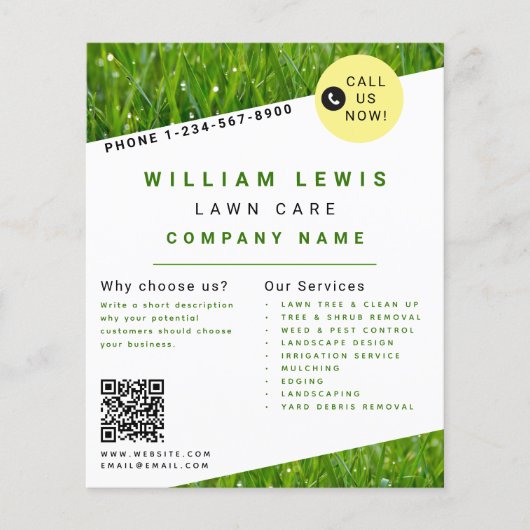 Lawn Care Simple Landscaping Lawn Mowing Business Flyer (Voorkant)