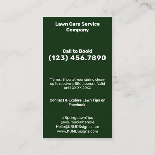 Lawn Care Thank you! on Spring Services Kortingskaartje (Achterkant)