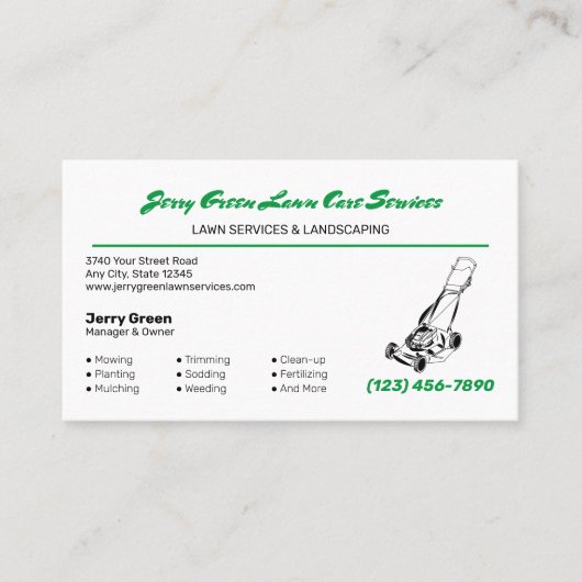 Lawn Care Visitekaartje (Voorkant)