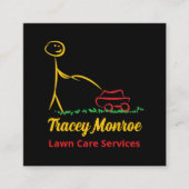 Lawn Care Worker, Lawn Care Services Vierkante Visitekaartje (Voorkant)