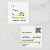 Lawn Care Worker, Lawn Care Services Vierkante Visitekaartje (Voorkant / Achterkant)
