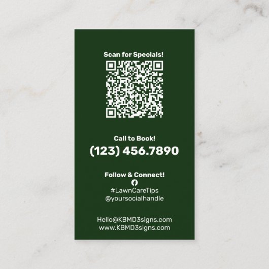 Lawn Care You Help Us Grow Appreciation Visitekaartje (Achterkant)