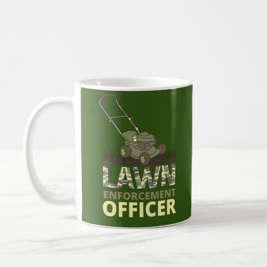LAWN EnFORCEMENT OFFICER grappige tuiniercadeau Koffiemok (Links)