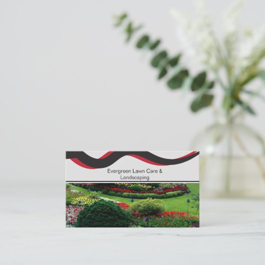 Lawn Foto Rood & Zwart Landscaping Visitekaartje (Staand voorkant)