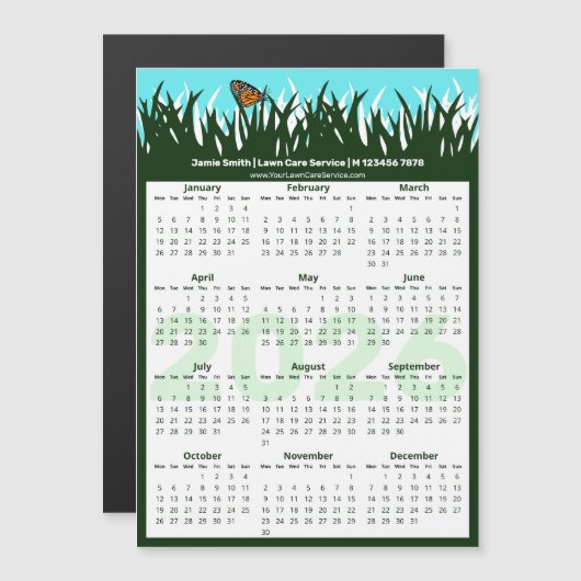 Lawn & Garden Maintenance Magnetic 2026 Calendar (Voorkant / Achterkant)