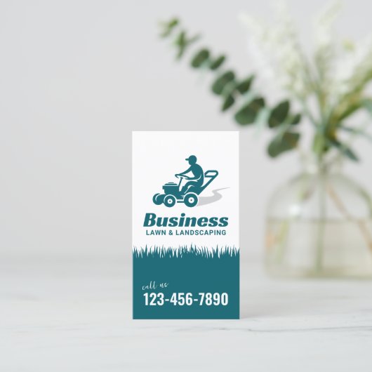 Lawn & Landscaping Service Rijdende grasmaaier Visitekaartje (Staand voorkant)