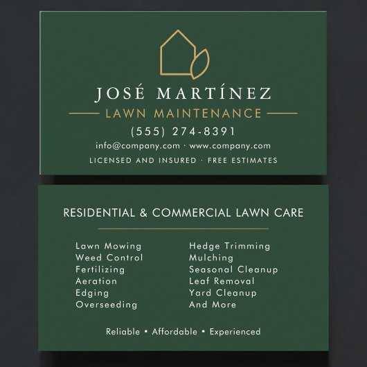 Lawn Maintenance Professional Visitekaartje