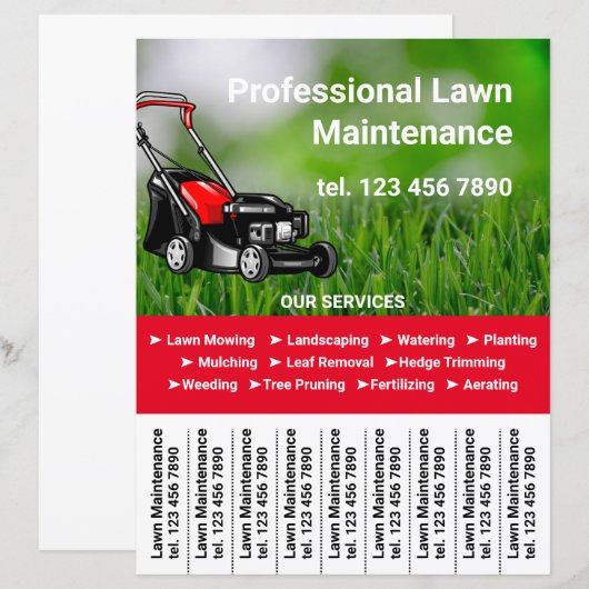 Lawn Maintenance Promotie Flyer Scheur van Strips (Voorkant / Achterkant)