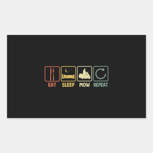 Lawn mower Eat Sleep slogan lawn mowing retro Rechthoekige Sticker (Voorkant)