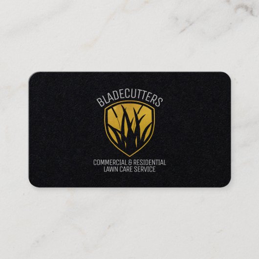 Lawn Mower Gold Grass Embleem Black Visitekaartjes (Voorkant)