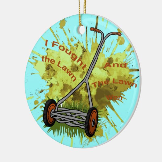 Lawn Mower Keramisch Ornament (Links)