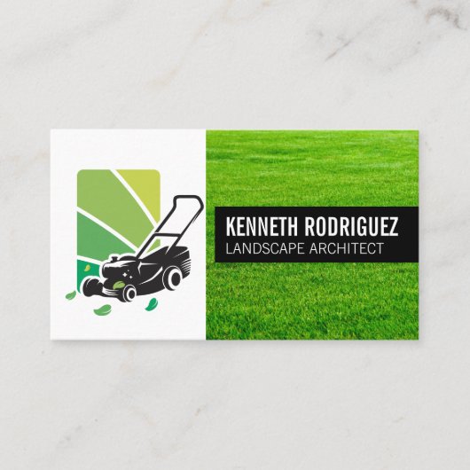 Lawn Mower Landscaping Logo | Grass Visitekaartje (Voorkant)