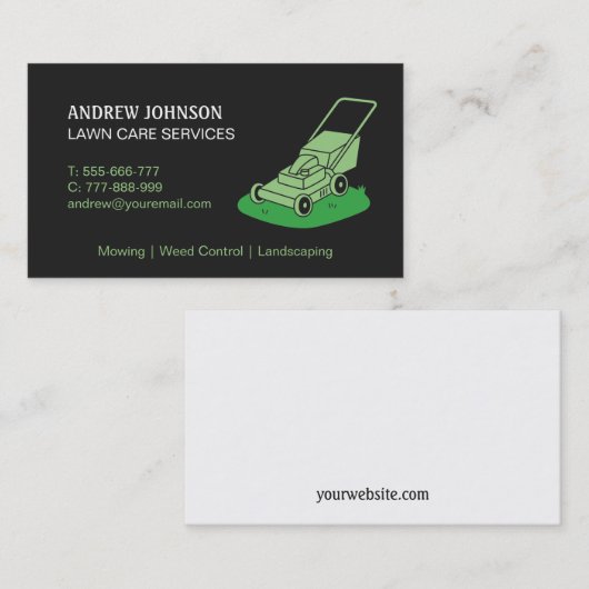 Lawn Mower Logo, Professional Lawn Mowing Visitekaartje (Voorkant / Achterkant)