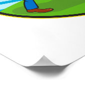 Lawn Mower Man Gardener Cartoon Poster (Hoek)