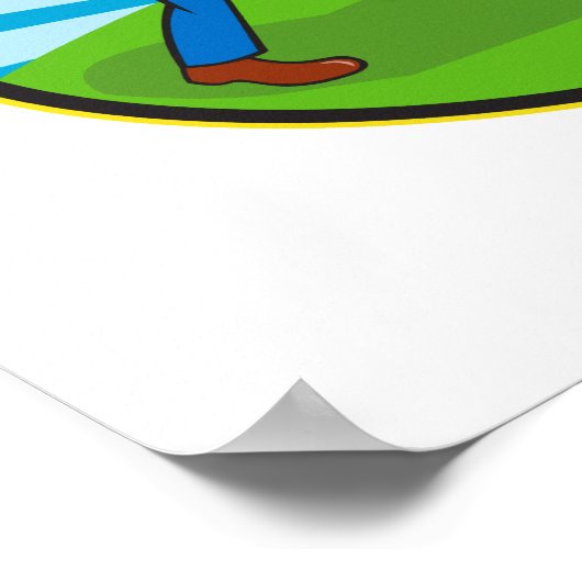 Lawn Mower Man Gardener Cartoon Poster (Hoek)