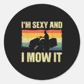 Lawn Mower Novelty For Men Women Kids Landscaper L Ronde Sticker (Voorkant)