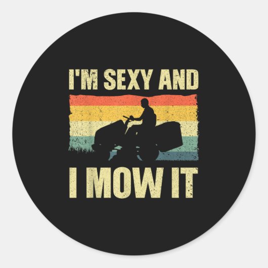 Lawn Mower Novelty For Men Women Kids Landscaper L Ronde Sticker (Voorkant)