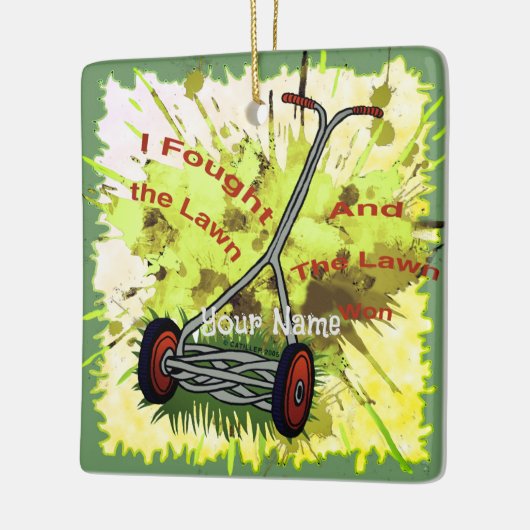 Lawn Mower Pap Keramisch Ornament (Links)