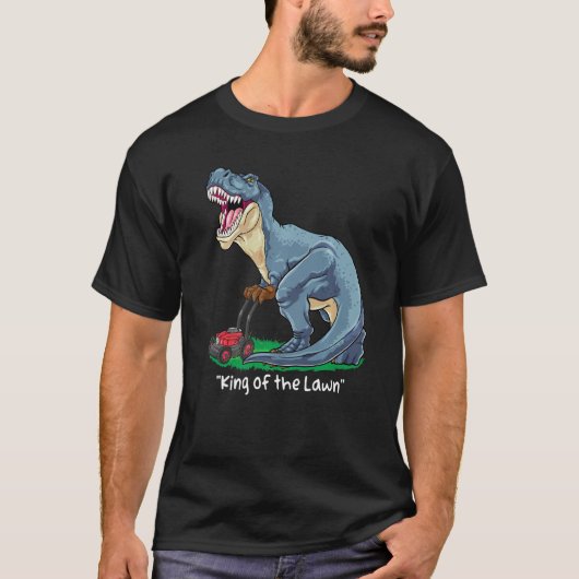 Lawn Mower Rex Mowing Dinosaur Gardener Tractor T-shirt (Voorkant)
