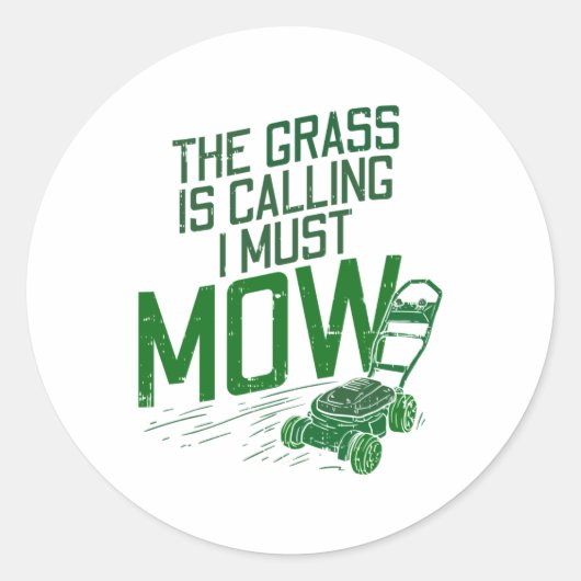 Lawn Mower Ronde Sticker (Voorkant)
