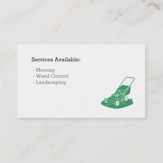 Lawn Mower Silhouette Logo Lawn Care Service Visitekaartje (Achterkant)