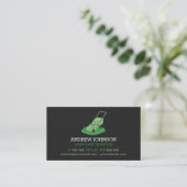 Lawn Mower Silhouette Logo Lawn Mowing Services Visitekaartje (Staand voorkant)