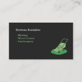 Lawn Mower Silhouette Logo Lawn Mowing Services Visitekaartje (Achterkant)