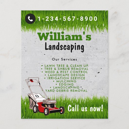 Lawn Mowing Cutting Services, Lawn Care Flyer (Voorkant)