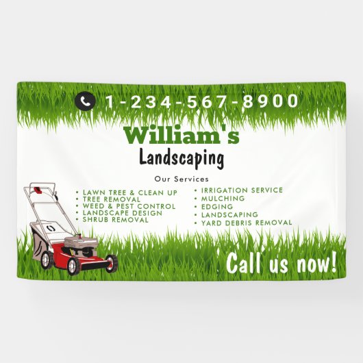 Lawn Mowing Cutting Services, Lawn Care Spandoek (Horizontaal)