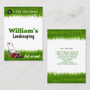 Lawn Mowing Cutting Services, Lawn Care Visitekaartje