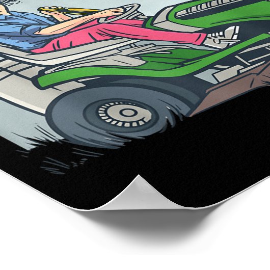 Lawn Mowing Dad Mow Beer Funny Grass Machine Poster (Hoek)