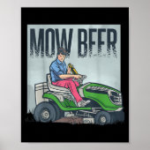 Lawn Mowing Dad Mow Beer Funny Grass Machine Poster (Voorkant)
