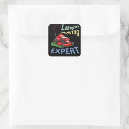 Lawn Mowing Expert Vierkante Sticker (Tas)