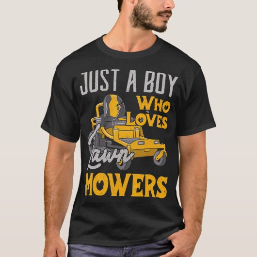 Lawn Mowing Gewoon een jongen die van Mowers Garde T-shirt (Voorkant)