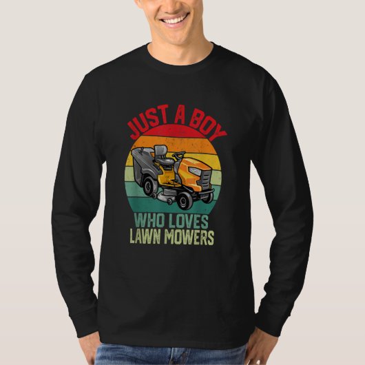 Lawn Mowing Just a Boy who Loves Mowers Gardener T-shirt (Voorkant)