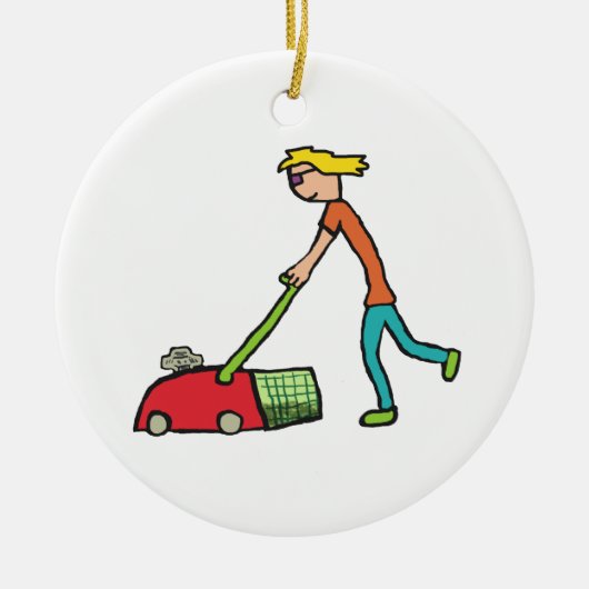 Lawn Mowing Keramisch Ornament (Voorkant)